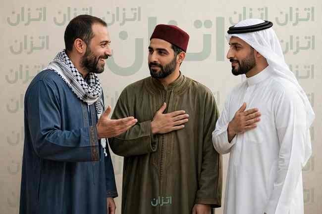 ثلاثة رجال عرب يمثلون ثقافات مصر والجزائر والسعودية يوضحون اختلاف لغة الجسد في التحية